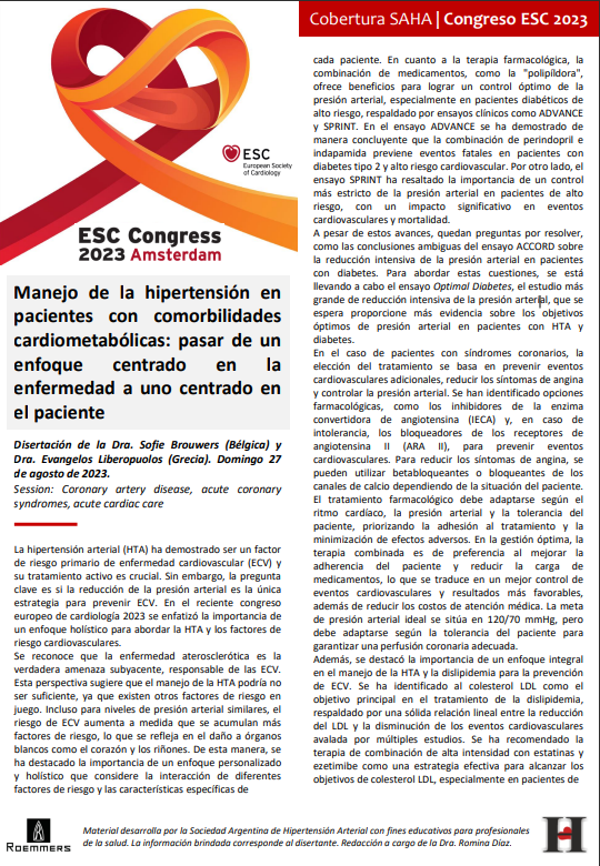 Manejo de la hipertensión en
pacientes con comorbilidades
cardiometabólicas: pasar de un
enfoque centrado en la
enfermedad a uno centrado en
el paciente