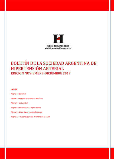Boletín Periódico Sociedad Argentina de Hipertensión Arterial Noviembre - Diciembre 2017