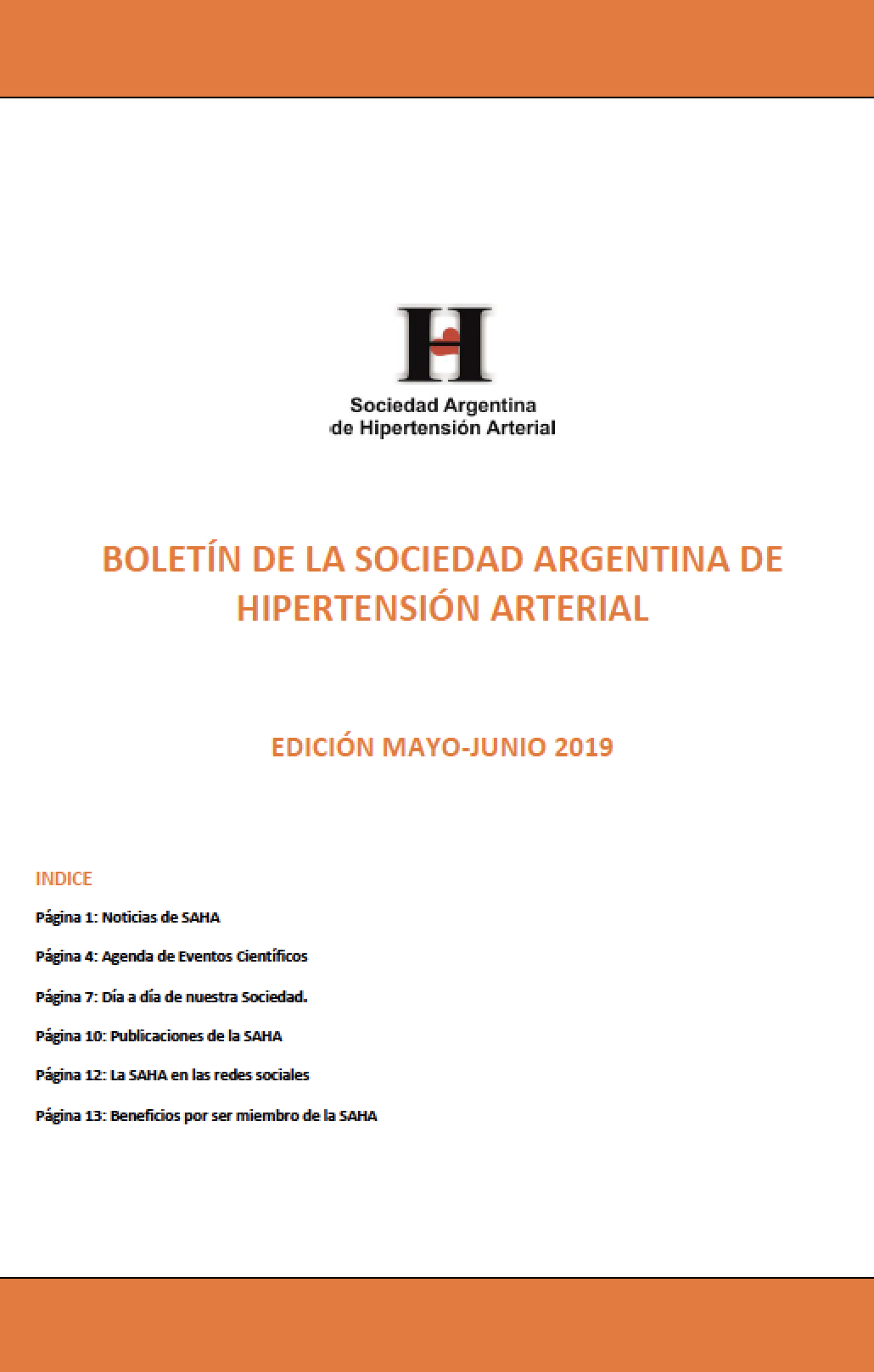 Boletín Periódico Sociedad Argentina de Hipertensión Arterial - Julio- Agosto 2019