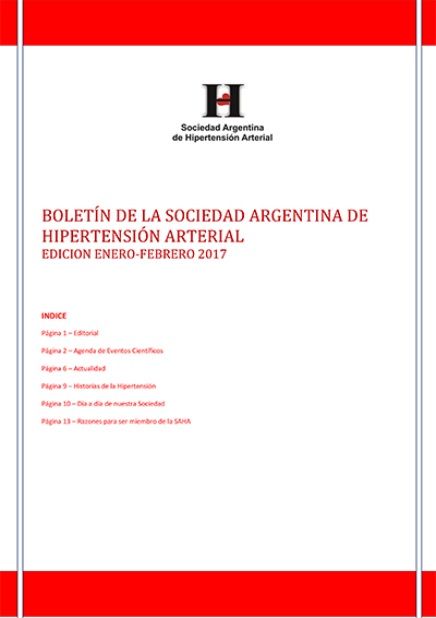 Boletín Periódico Sociedad Argentina de Hipertensión Arterial Enero - Febrero 2017