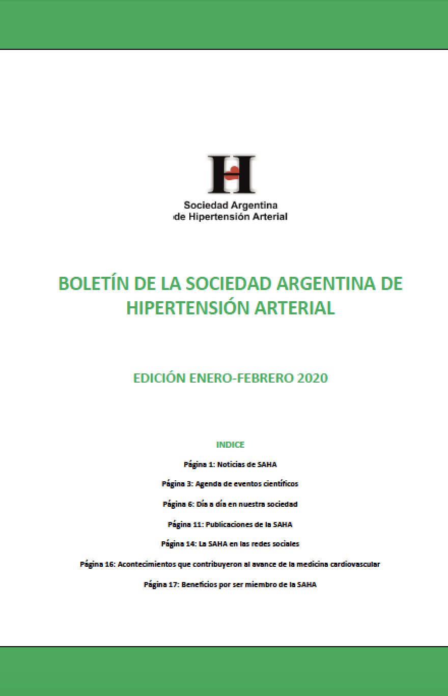 Boletín Periódico Sociedad Argentina de Hipertensión Arterial Enero - Febrero 2020