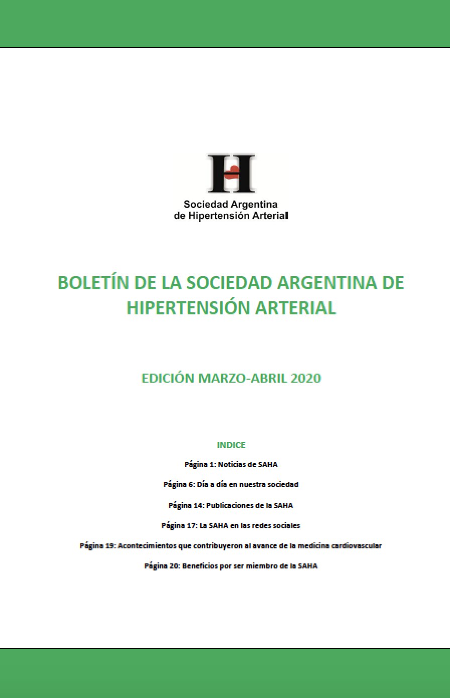 Boletín Periódico Sociedad Argentina de Hipertensión Arterial Marzo - Abril 2020