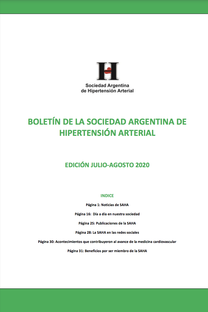 Boletín Periódico Sociedad Argentina de Hipertensión Arterial Julio - Agosto 2020