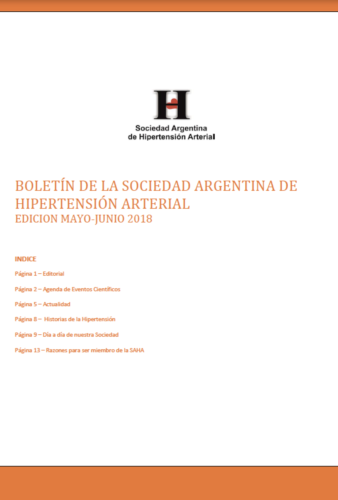 Boletín Periódico Sociedad Argentina de Hipertensión Arterial Mayo - Junio 2018