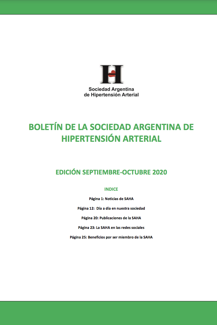 Boletín Periódico Sociedad Argentina de Hipertensión Arterial Septiembre - Octubre 2020