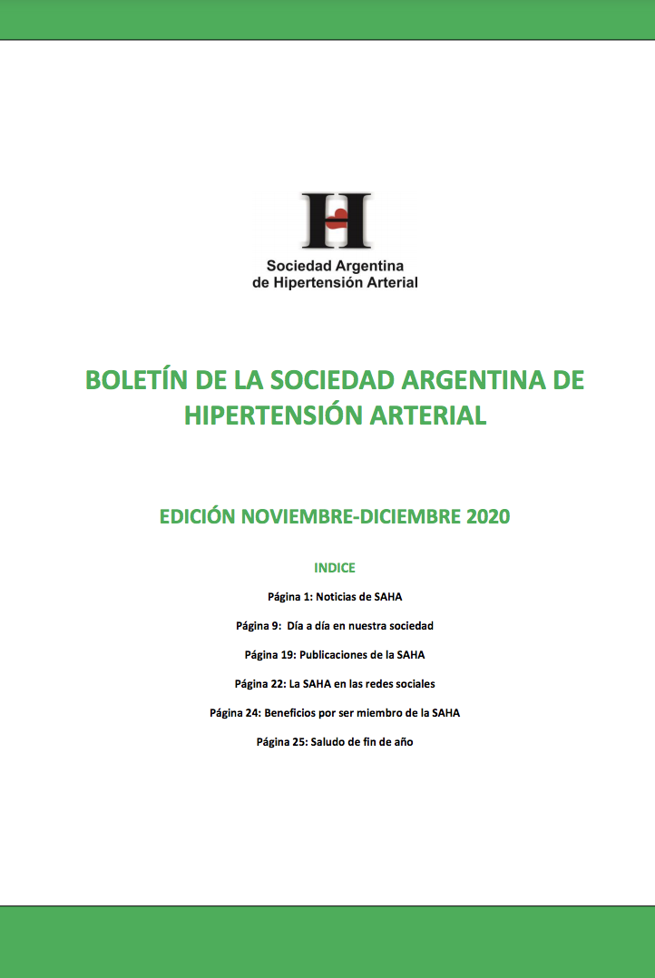 Boletín Periódico Sociedad Argentina de Hipertensión Arterial Noviembre - Diciembre 2020
