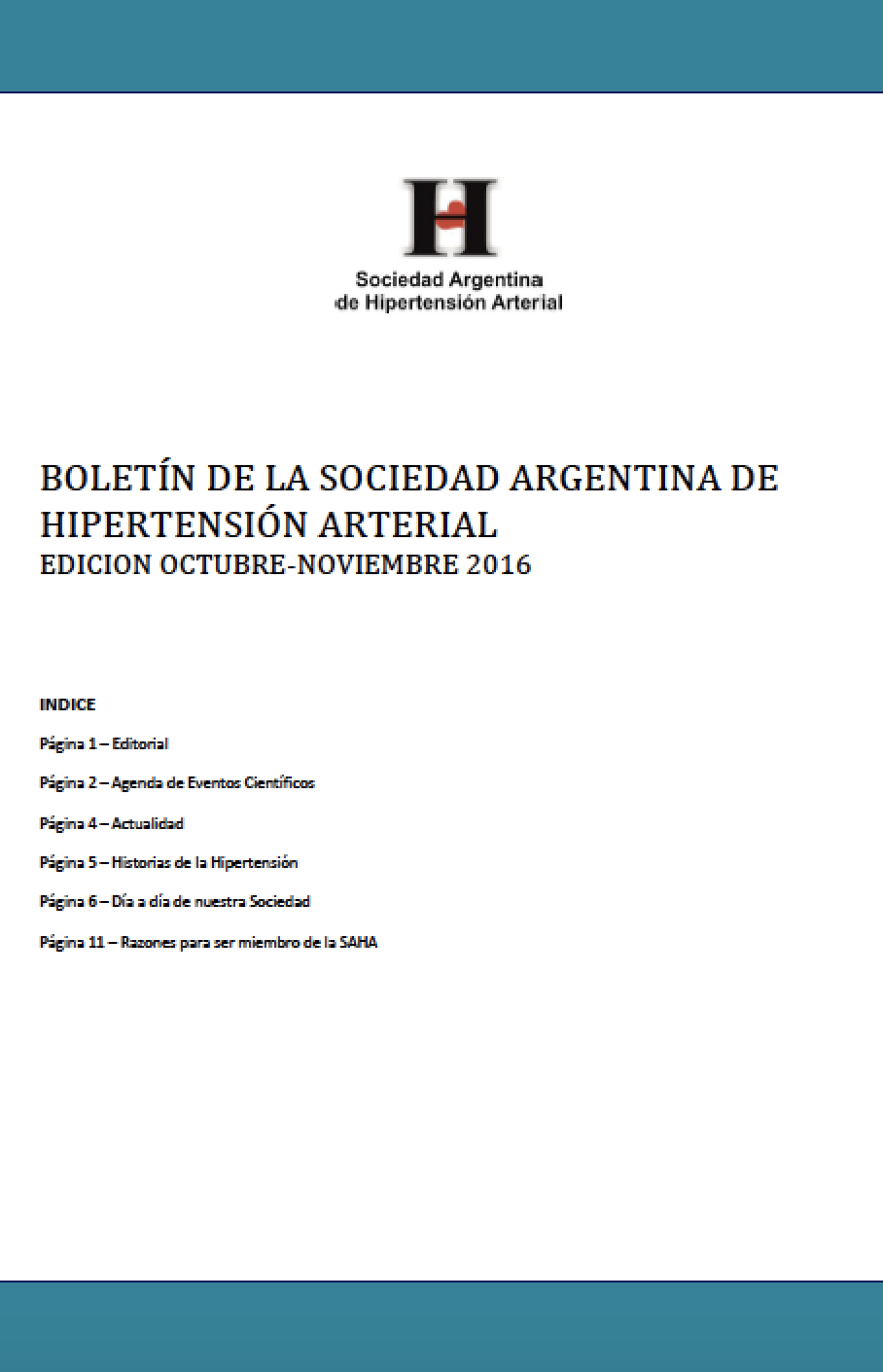 Boletín Periódico Sociedad Argentina de Hipertensión Arterial Abril - Mayo 2016